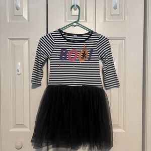 Halloween Boo Dress Size‎ M 7/8 Witch Striped Glitter Fall Festive